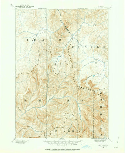 United States Geological Survey Bear Valley, ID (1891, 125000-Scale) digital map