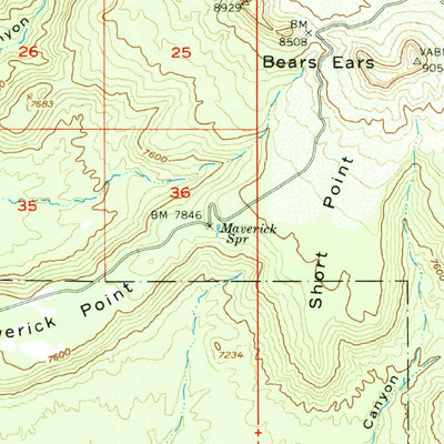 United States Geological Survey Bears Ears, UT (1954, 62500-Scale) digital map