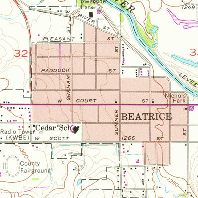 United States Geological Survey Beatrice West, NE (1957, 24000-Scale) digital map