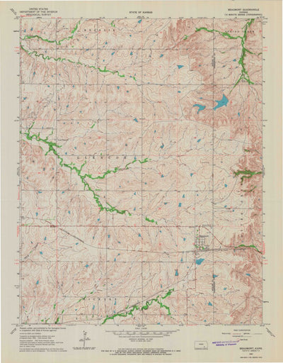 United States Geological Survey Beaumont, KS (1964, 24000-Scale) digital map