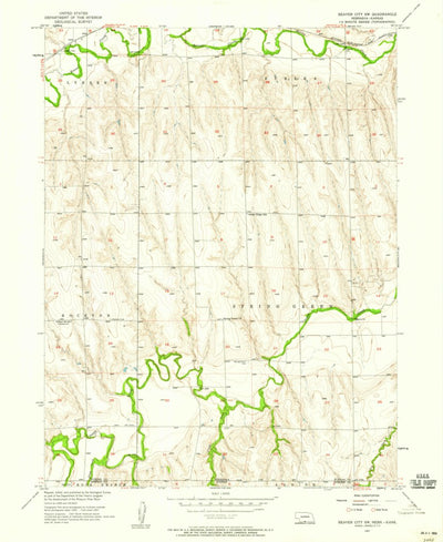 United States Geological Survey Beaver City SW, NE-KS (1957, 24000-Scale) digital map
