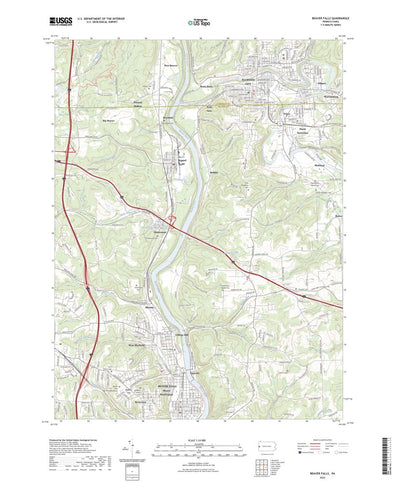 United States Geological Survey Beaver Falls, PA (2023, 24000-Scale) digital map