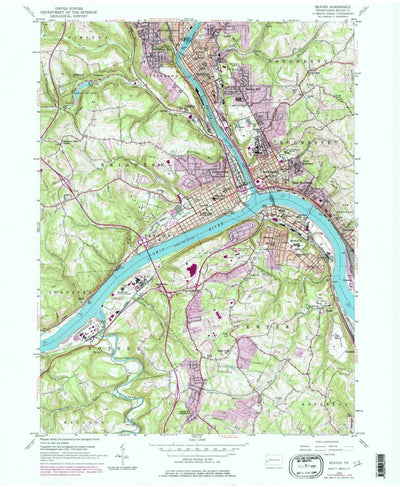 United States Geological Survey Beaver, PA (1953, 24000-Scale) digital map