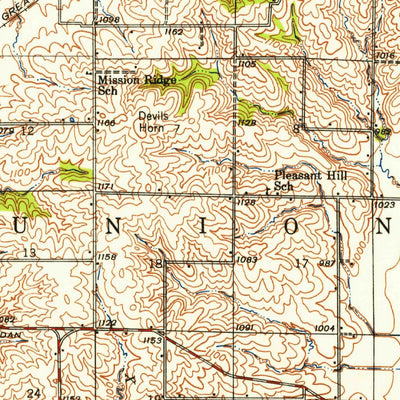United States Geological Survey Bedford, IA-MO (1940, 62500-Scale) digital map