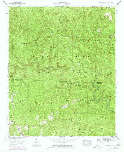 United States Geological Survey Bee Branch, AL (1960, 24000-Scale) digital map