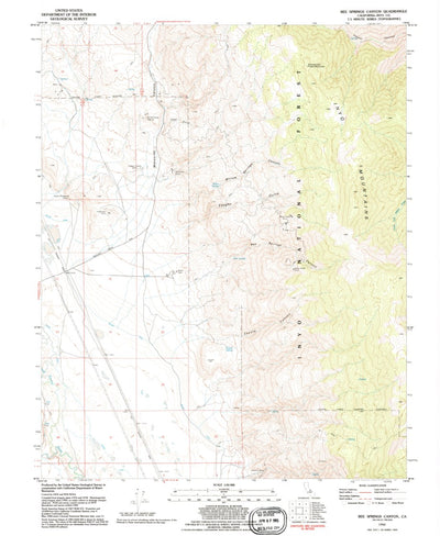United States Geological Survey Bee Springs Canyon, CA (1992, 24000-Scale) digital map
