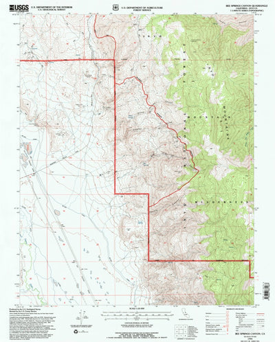 United States Geological Survey Bee Springs Canyon, CA (1994, 24000-Scale) digital map