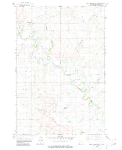 United States Geological Survey Bell Coulee West, ND (1980, 24000-Scale) digital map