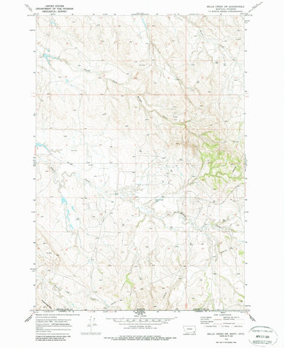United States Geological Survey Belle Creek SW, MT-WY (1970, 24000-Scale) digital map