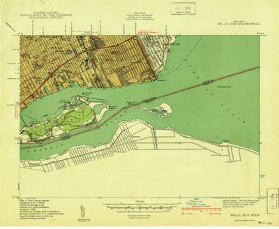 United States Geological Survey Belle Isle, MI (1938, 24000-Scale) digital map