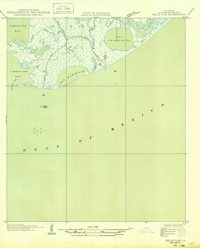 United States Geological Survey Belle Pass, LA (1949, 31680-Scale) digital map
