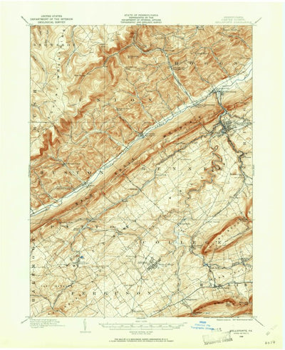 United States Geological Survey Bellefonte, PA (1908, 62500-Scale) digital map