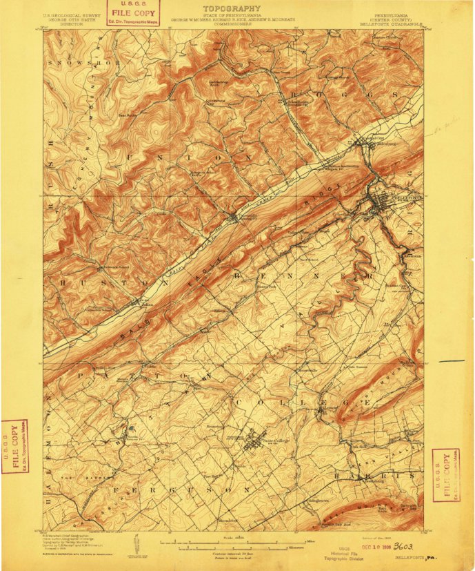 Bellefonte, PA (1909, 62500-Scale) Map by United States Geological ...