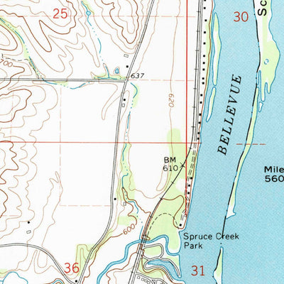 United States Geological Survey Bellevue, IA-IL (1968, 24000-Scale) digital map