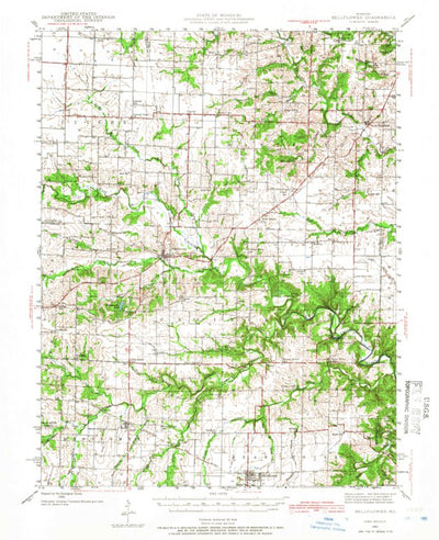 United States Geological Survey Bellflower, MO (1942, 62500-Scale) digital map