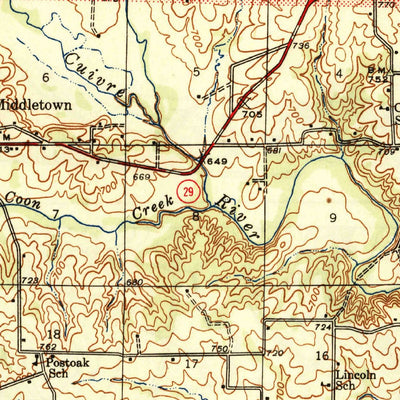 United States Geological Survey Bellflower, MO (1945, 62500-Scale) digital map