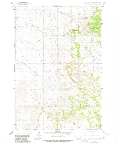 United States Geological Survey Belltower Butte, MT (1980, 24000-Scale) digital map