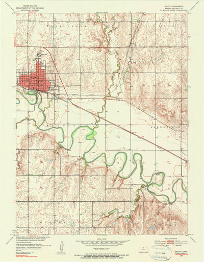 United States Geological Survey Beloit, KS (1953, 24000-Scale) digital map