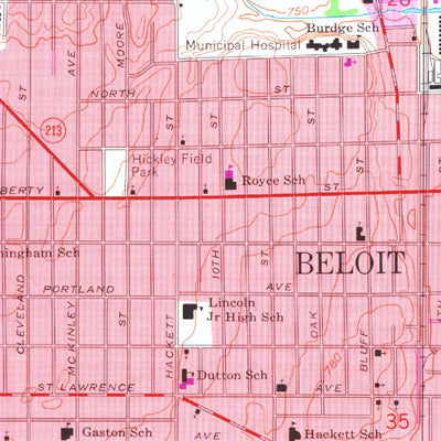 United States Geological Survey Beloit, WI (1962, 24000-Scale) digital map