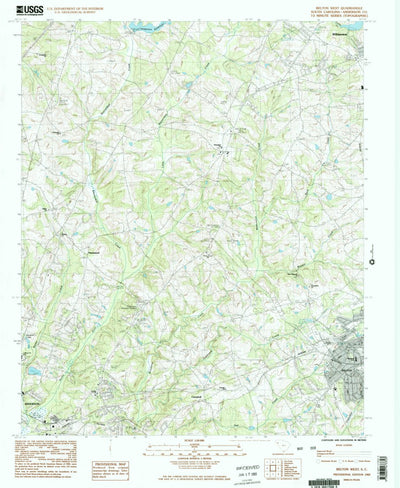 United States Geological Survey Belton West, SC (1983, 24000-Scale) digital map