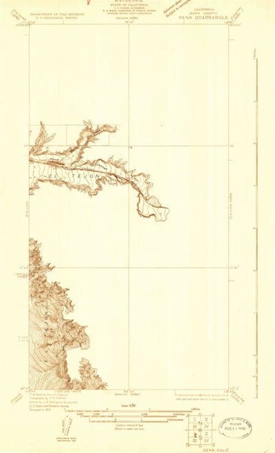 United States Geological Survey Bena, CA (1929, 31680-Scale) digital map