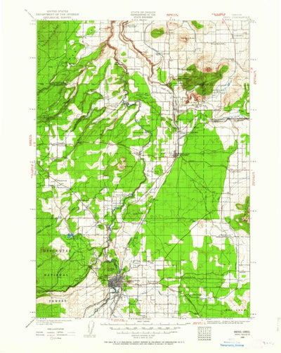United States Geological Survey Bend, OR (1926, 125000-Scale) digital map
