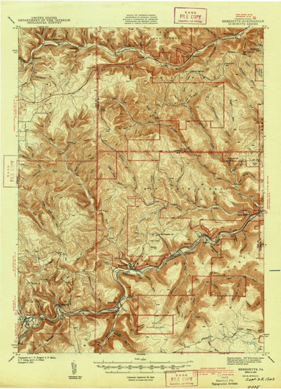 United States Geological Survey Benezette, PA (1943, 62500-Scale) digital map