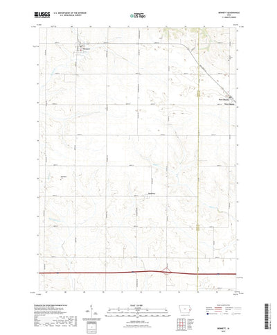 United States Geological Survey Bennett, IA (2022, 24000-Scale) digital map