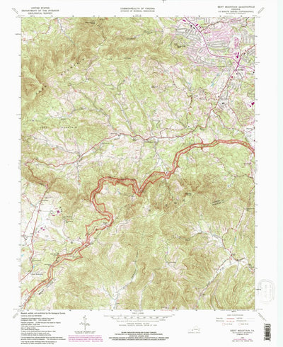 United States Geological Survey Bent Mountain, VA (1963, 24000-Scale) digital map