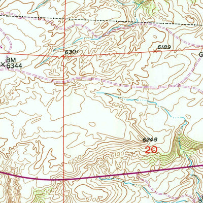 United States Geological Survey Benton Basin, WY (1951, 24000-Scale) digital map