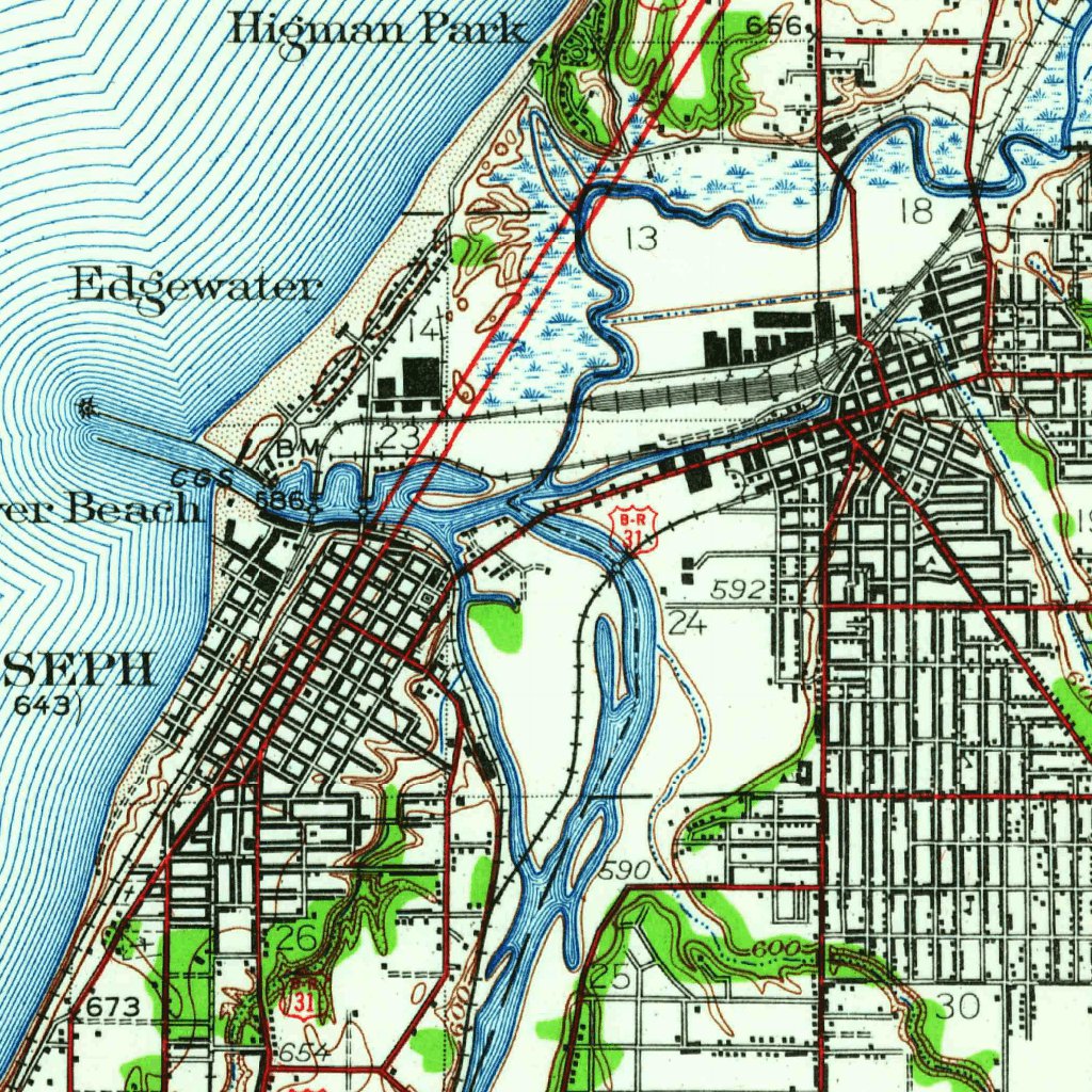 Benton Harbor, MI (1927, 62500-Scale) Map by United States Geological ...