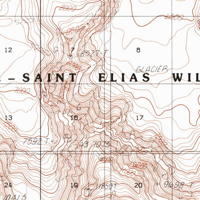 United States Geological Survey Bering Glacier B-1, AK (1985, 63360-Scale) digital map