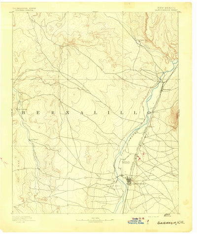 United States Geological Survey Bernalillo, NM (1893, 125000-Scale) digital map