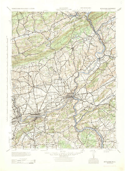 United States Geological Survey Bethlehem, PA-NJ (1943, 125000-Scale) digital map