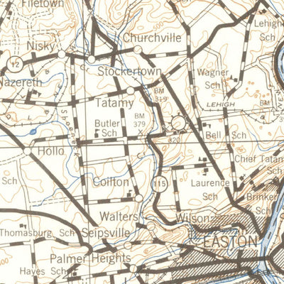 United States Geological Survey Bethlehem, PA-NJ (1943, 125000-Scale) digital map