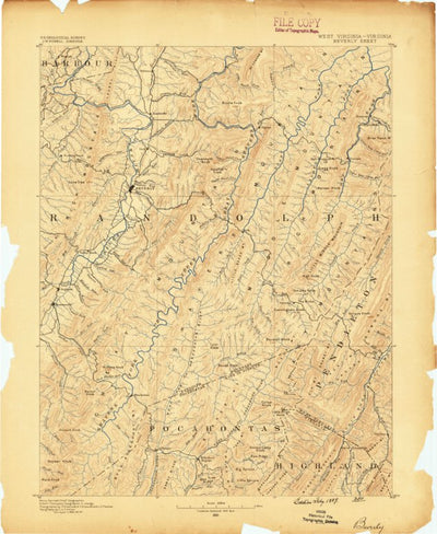 United States Geological Survey Beverly, WV-VA (1889, 125000-Scale) digital map