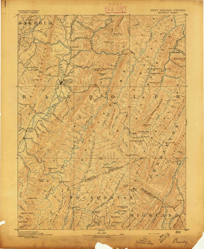 United States Geological Survey Beverly, WV-VA (1892, 125000-Scale) digital map