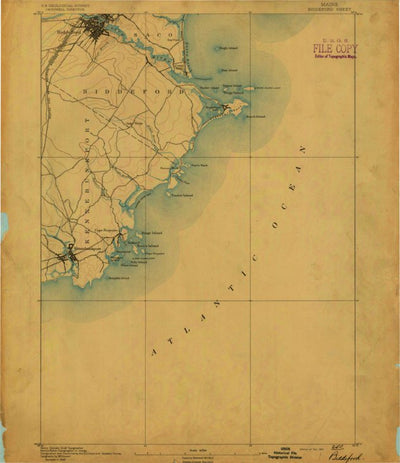 United States Geological Survey Biddeford, ME (1891, 62500-Scale) digital map