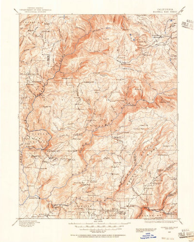 United States Geological Survey Bidwell Bar, CA (1888, 125000-Scale) digital map