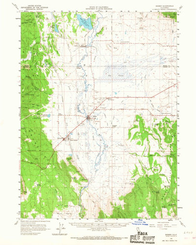 United States Geological Survey Bieber, CA (1961, 62500-Scale) digital map