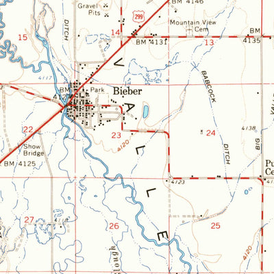 United States Geological Survey Bieber, CA (1961, 62500-Scale) digital map