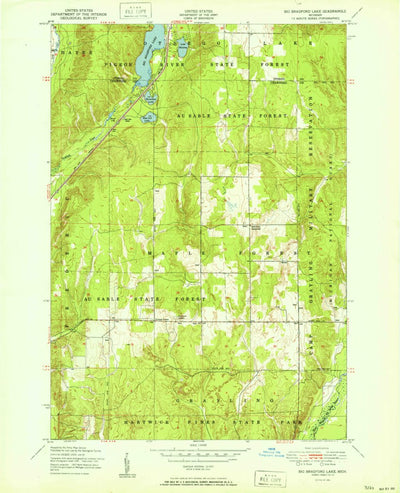 United States Geological Survey Big Bradford Lake, MI (1951, 24000-Scale) digital map