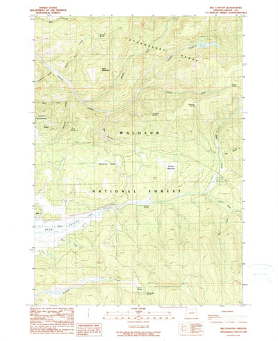 United States Geological Survey Big Canyon, OR (1990, 24000-Scale) digital map