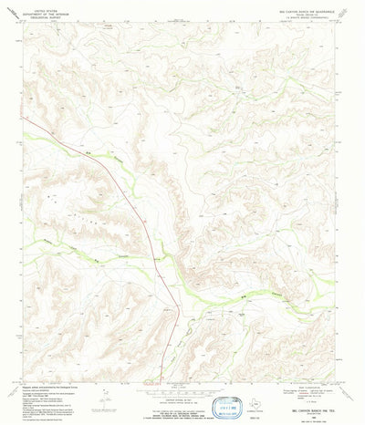 United States Geological Survey Big Canyon Ranch NW, TX (1969, 24000-Scale) digital map