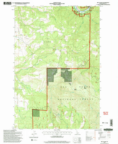 United States Geological Survey Big Cedar, ID (1995, 24000-Scale) digital map