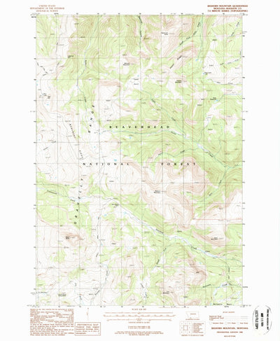 United States Geological Survey Big Horn Mountain, MT (1988, 24000-Scale) digital map