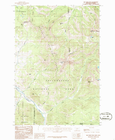 United States Geological Survey Big Horn Peak, MT-WY (1986, 24000-Scale) digital map