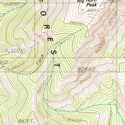 United States Geological Survey Big Horn Peak, MT-WY (1986, 24000-Scale) digital map