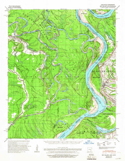United States Geological Survey Big Island, AR-MS (1939, 62500-Scale) digital map