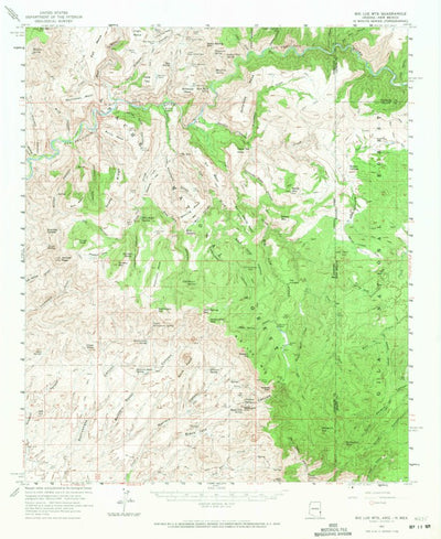 United States Geological Survey Big Lue Mountains, AZ-NM (1962, 62500-Scale) digital map